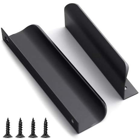 QZKJQDD 2 Stück Möbelgriffe Versteckter, Schrankgriffe Schwarz, Geschwungener Türgriff, 120 mm Kleiderschranktürgriffe, modernes Aluminium, für Küchenschränke, Kleiderschrank, Bad (Mattschwarz)