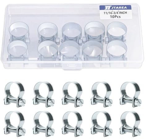 JTAREA 17-19MM Fuel Injection Hose Clamps 11/16-3/4 Gas Line Clamps Pipe Clamp for Automotive Diesel Petrol Pipes