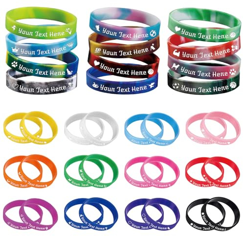 Zkgiftsdz Braccialetti in Silicone Personalizzati con Testo Personalizzato per Eventi, Raccolte Fondi, Promozioni, da 5 a 2000 Pezzi