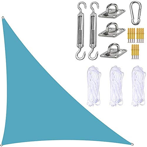 Baldacchino a vela triangolare, impermeabile, blocco UV, protezione solare per patio esterno, include kit di fissaggio per giardino, terrazza, piscina, cortile, perfetta soluzione ombreggiante per
