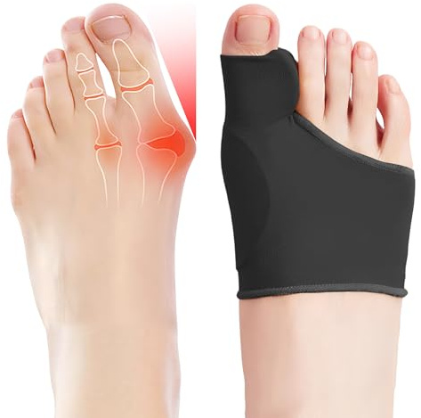 EASICUTI 2 Pairs Bunion Corrector, Big Toe Separators Gel Pads Support for Hallux Valgus Correction Big Toe Straightener Protector Bunion Pain Relief, Toe Spacers for Men & Women Day Night Wear, Black