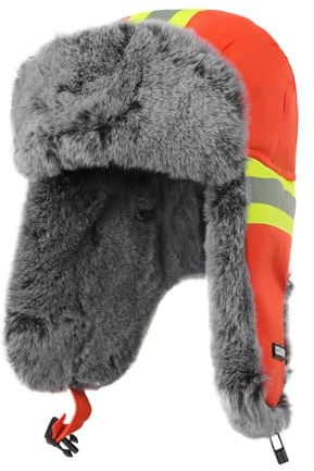 FakeFace Herren Damen Fliegermütze Warm Wintermütze Trappermützen mit Reflektierende Streifen Kunstpelz Wintermütze mit Ohrenklappen Sicherheitsmützen