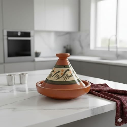 Tajine Pentola Terracotta Piatto Etnico Dipinta a Mano Tradizionale Marocchina Tunisina M 22cm 1811251106 E-Book Omaggio