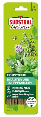 Substral Naturen Düngerstäbchen Kräuter & Topfpflanzen 30 St. für 2 Monate | Bis zu 2 Monate Düngewirkung | Für Küchenkräuter und Zimmerpflanzen | Kontinuierliche Nährstoffabgabe