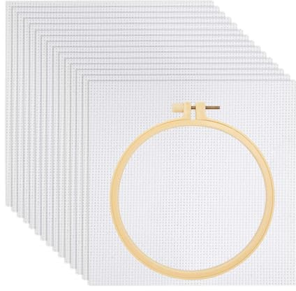 15 Stück Kreuzstich Stoff Zum Sticken, 20x20 cm Kreuzstich Weiß Aida Stoff zum Sticken Baumwolle Stickstoff Stramin 11CT Cross Stitch Fabric für Stickereien Nähen DIY Handwerk