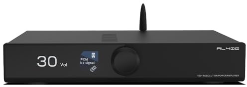 SMSL AL400 Todo-en-Uno Decodificador HiFi Preamplificador, Amplificador de potencia Phono TPA3255 y CS43141 MQA, MM y MC Cartucho HDMI (eARC) para TV, cine en casa