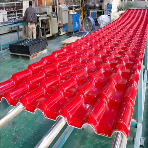 tejas tejado Tablero de cubierta de tejas de resina ASA de área grande comercial, cubierta de techo de cobertizo decoración de techos hojas de tejas(Red,WxL 41 2/7'' x 26'')
