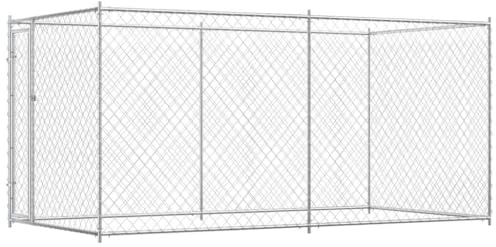 Outdoor-Hundezwinger 382x192x185 cm, verzinkter Stahl Hundezwinger mit Tür für Spielen und Trainieren, großer Hundezwinger für vierbeinige Freunde