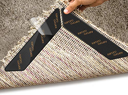 10pcs Anti Curling Rug Gripper for Wooden Floors, Carpet Sticker, Underlay to keep your Rug in Places & Makes Corners Flat, Reusable Non Slip Tape
