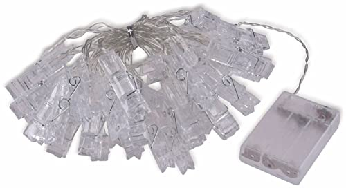 ChiliTec Foto Lichterkette 40 LED-Klammer 5,50m mit 40 Foto-Clips Batterie 3X AA/Mignon Klammer Lichterkette Deko für Hochzeit Geburtstag Party Warmweiß