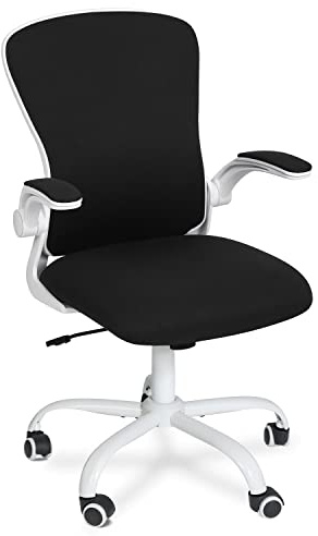 Fullwatt Office Chair, Flip-up Armrest Ergonomic Desk Chair Computer Task Chair Mesh with Armrests lumbar support Mid-Back for Home Office Conference Study Room, Black