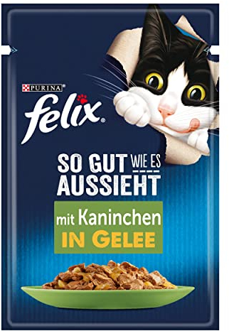 FELIX So gut wie es aussieht Katzenfutter nass in Gelee, mit Kaninchen, 26er Pack (26 x 85g)