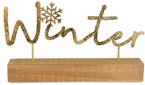 Riffelmacher Dekoaufsteller Winter 29 x 17 cm 18814 - Wunderschöne Dekoration rustikal Landhausstil Eisstern Holz (Gold)