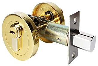 Haustür-Einzylinder-Sicherheitsschloss, Riegel, Zinklegierung, sicheres Riegelschloss, Türgriffe, Eingangsspind mit Schlüsseln für 30-45 mm Dicke, Badezimmer, Schlafzimmer, Holzstahltür (Gold)