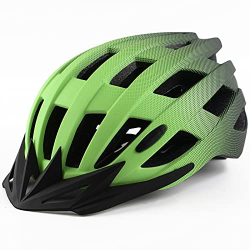 Adult Bike Helmets, Adjustable Mens Womens Bicycle Helmet, Lightweight Road Mountain Cycling Safety Sports Helmets with Detachable Visor Green