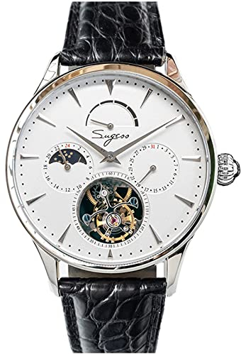 Sugess SU8007SW2 Tourbillon Master Seagull ST8007 Uhrwerk Saphirglas Herren Mechanische Uhr 1963, silber, 41 mm, Armband