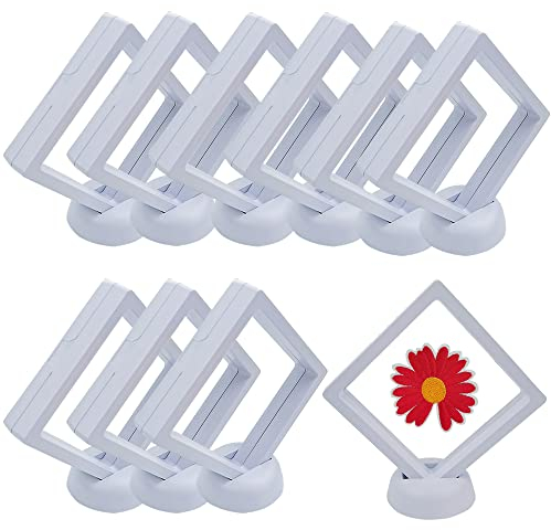 Soporte de Pantalla de Marco Flotante,10 Piezas 3D Soporte de Exhibición de Marco Flotante Caja de Exhibición de Monedas Vitrina Flotante 3D con Base para medallones de monedas de reto de joyería