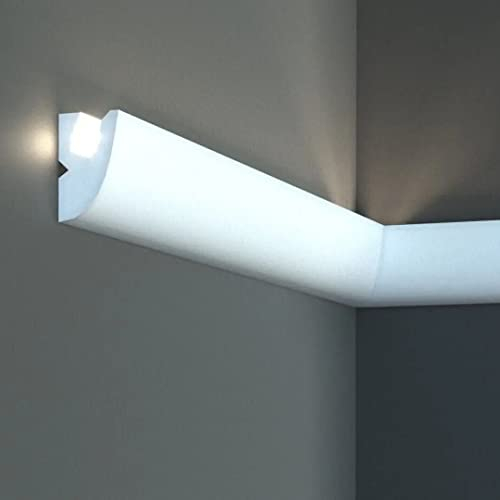 PROVISTON | Lichtleiste | Indirekte Beleuchtung | Zierleiste | 40 x 65 x 1150 mm | XPS | Weiß | Hochwertig | Stuckleiste | Modern | Robust | Langlebig | Stoßfest | 28.75 Meter