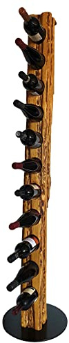 Wood & Wishes – Rustikaler Weinständer, Weinregal, Weinhalter aus massivem Holz; gefertigt in Handarbeit für 11 Flaschen Wein; Höhe 158 cm Ø 34 cm; Treibholzoptik; Landhausstil; dekoratives Unikat