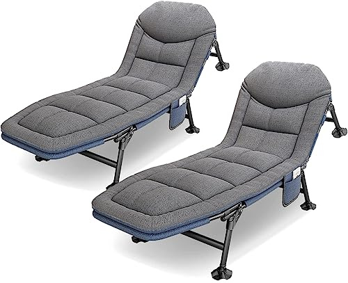 SANEIOUI Sonnenliege Gartenliege Klappbar mit Auflage, Liegestuhl Klappbar Feldbett mit Liegefunktion, Campingliege 190x67x38cm, Karpfenliege 6-Bein, Relaxliege für Innenbereich Außenbereich