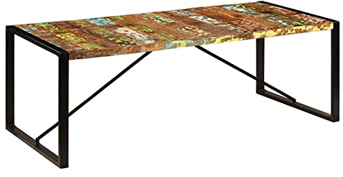 GuyAna Esstisch 220x100x75 cm Altholz Massiv Baumkantentisch Schmaler Esstisch Esstisch Klein Ausziehbar