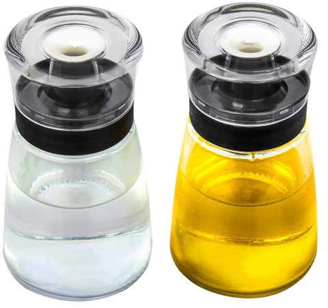 TINMIX Auslaufsichere Ölspenderflasche für Outdoor-Camping, 160 ml Olivenöl und Essig aus Glas, gut verschlossen für die Picknickküche, 2er-Pack