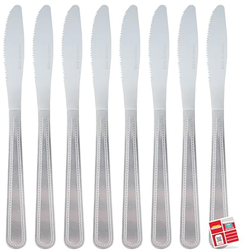 SOL 8pk Dinner Knives - 22cm Stainless Steel Table Knives, Dishwasher Safe Cutlery Set, Durable Knife Cutlery for Dining, Sleek Table Knife Design
