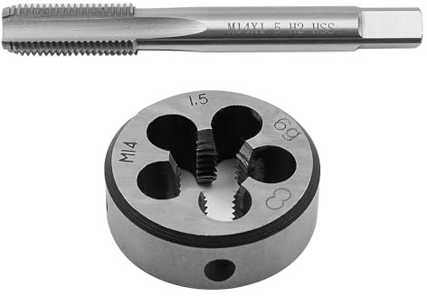 Tiardey Set di Maschi e filiere M14x1,5, Maschio e filiera HSS Filettatura Destra taglierina per filetti Fini Fresa per Maschi scanalati Diritta