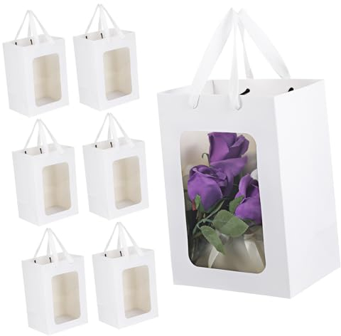 PartyKindom 20stücke Klare Geschenktüten Mit Fenster Wiederverwendbare Tragetaschen Für Partyfavors Geschenke Leckereien Robuste Papiertüten Mit Griffen