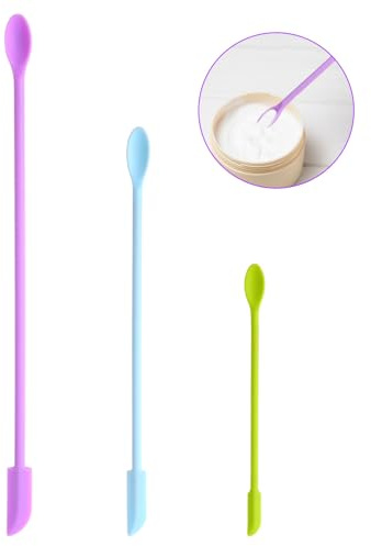 3Stück Spatel Kosmetik Silikon Spatel Klein Make Up Spatel Kleiner Silikonspatel Zum Auskratzen Wiederverwendbarer Tiny Long Löffel Restelöffel Für Dünne Glas Küchenflaschen Kosmetikflaschen