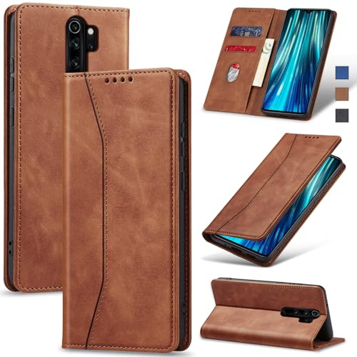 Jasonyu Funda para Xiaomi Redmi Note 8 Pro Flip Case,Marrón | Cuero PU Carcasa,Tipo Libro con Tarjetas y Cartera,Soporte Plegable,Cierre magnético,Capa