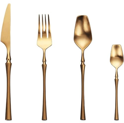 Dessert Forks Flatware Set Dinner Forks Stainless Steel Retro Premium Classic Elegant Pasta Forks Golden Cutlery Fork Kitchen Restaurant Dinner Forks