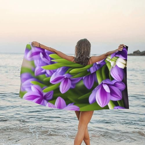 UENFFKDAP Hyazinthe Lila Mikrofaser Schnelltrocknendes Strandtuch, leicht, super saugfähig, Schwimmen, Fitnessstudio, Wandern