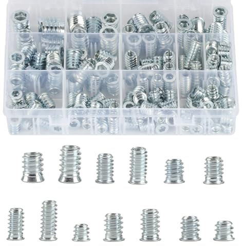 155 Pcs M6 M8 M10 Threaded Inserts - Flanged Hex Socket Nuts for Wood Furniture