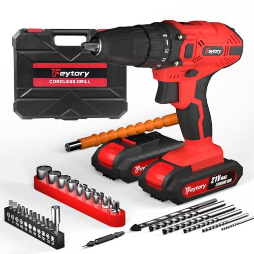 21V Electric Screw Driver Cordless Drill Kit Combi Screwdrivers Drills LED Light