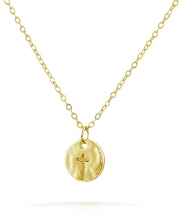 Cosmeria Kreuz Kette Damen Aus 14K Gold, Verstellbare 40cm Halskette, Eleganter Schmuck Für Frauen Und Mädchen