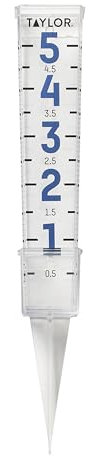 Taylor Metallic Numbers Rain Gauge Medidor de Lluvia, metálico, 5 Inch