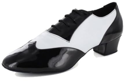 MGM-Joymod Zapatos de Baile clásicos para Hombre con Cordones Cerrados Tango Jazz Salón de Baile Latino Moderno Zapatos de Baile Noche Zapatos de Boda,Blanco 4.5cm Tacón, 41.5 EU