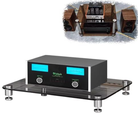 IMUNKT HiFi Rack Aus Gehärtetem Glas, 1/2/3/4 Ebenen Audio Rack AV-Medienständer, Plattenspieler Ständer Für Alben Und Schallplatten,für DVD Spieler, Spielkonsolen, TV Box(Clear,1 Tier-60x48x8cm)
