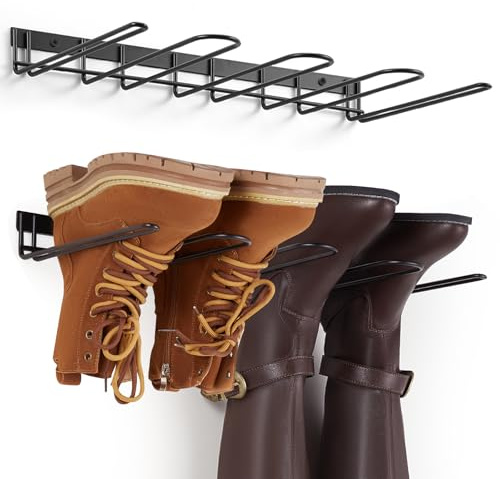 YOFIVI Boot Rack, Wader Hangers for Wall, 4 Pair Boot Organizer for Tall Boots, Heavy Duty Wall Mounted Shoe Rack for Closet Entryway, 2 Pack