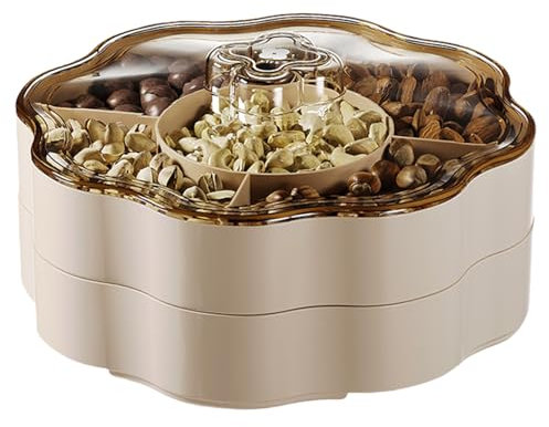 Contenedor de frutas secas con tapa, dispensador de caramelos, 5 compartimentos, elegante estuche de almacenamiento de aperitivos con tapa para el hogar