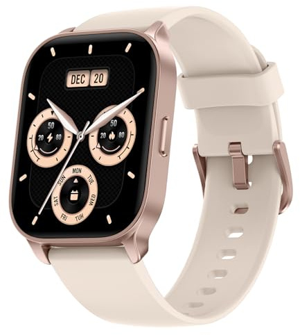 TOOBUR Smartwatch für Damen und Herren, Anrufe entgegennehmen/tätigen, Fitness-Tracker mit Herzfrequenz/Schlaf/100 Sportarten/IP68 wasserdichtem Schrittzähler, kompatibel mit Android iOS, Elfenbein