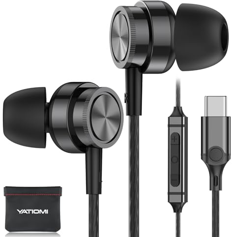 Écouteurs intra-auriculaires USB C avec câble USB C pour tablette Samsung Galaxy S25 Ultra S23 S22 FE A56 A56 A16 avec microphone stéréo port USB-C pour iPhone 16 15, iPad, etc.