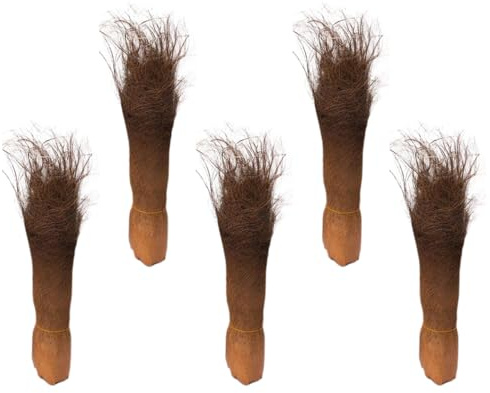 Abaodam Écorce De Palmier Artificielle Réaliste pour Décoration De Jardin, Pot De Fleurs Et Aquarium, Lot De 5 Pièces Large 25 Cm, Couleur Brun Naturel, Accessoire D’aménagement Paysager