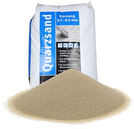 Quarzsand Feuergetrocknet 25 Kg 0,1-0,4 mm Sand Pflanzen Quarzsand Fugensand Strahlsand Buddelsand für Kaninchen Dachpappenbesandung