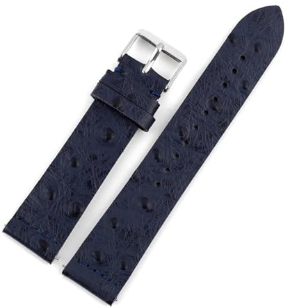 EDVENA Vintage Äkta Läder Klockarmband 16MM-24MM Remmar Strutsmönster Quick Release Klockarmband Armband Klocktillbehör(Dark blue,22mm)