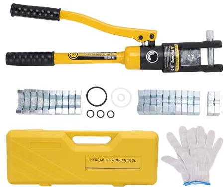 Oreilet 16T Hydraulic Crimping Tool, Hydraulic Wire Crimper Battery Lug Terminal Cable Crimping Tool with 11 Pairs, 16 AWG to 300 MCM Wire Rope Crimper Tools