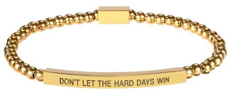 Mikovivi Guldfärgad Dont Let the Hard Days Win-Armband, Vattentätt Svarta Gallstenar Pärlarmband Inspirerande Smycken för Kvinnor