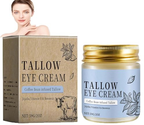 Crema contorno occhi al sego di manzo al caffè per le occhiaie, crema contorno occhi al sego di manzo biologico, riparazione rapida delle rughe, senza profumo, per donna e uomo