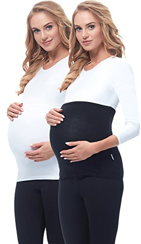 Be Mammy Damen Bauchband 169 2er Pack (Schwarz/Weiß, 36/38)